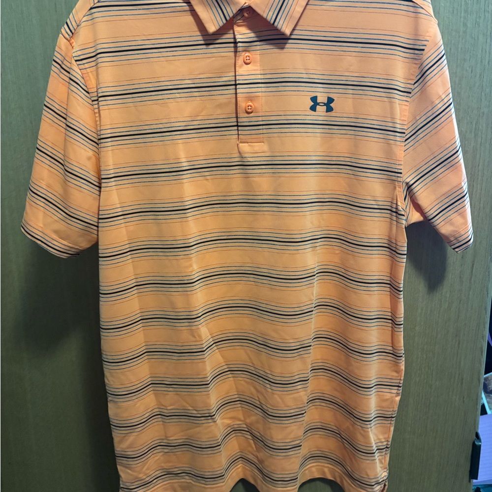 Under Armour Men's Polo in Orange and Black Stripes